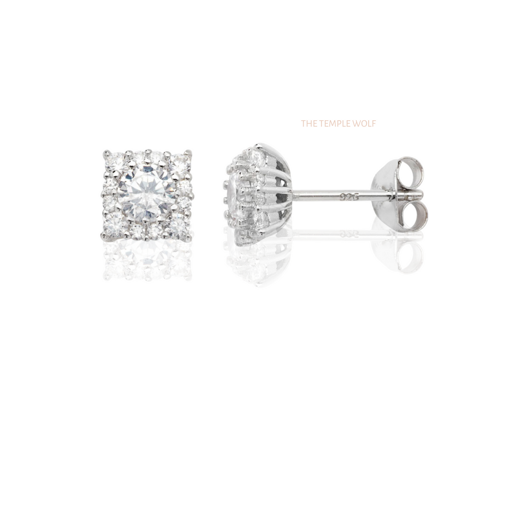 Baguette style cz sparkle earrings