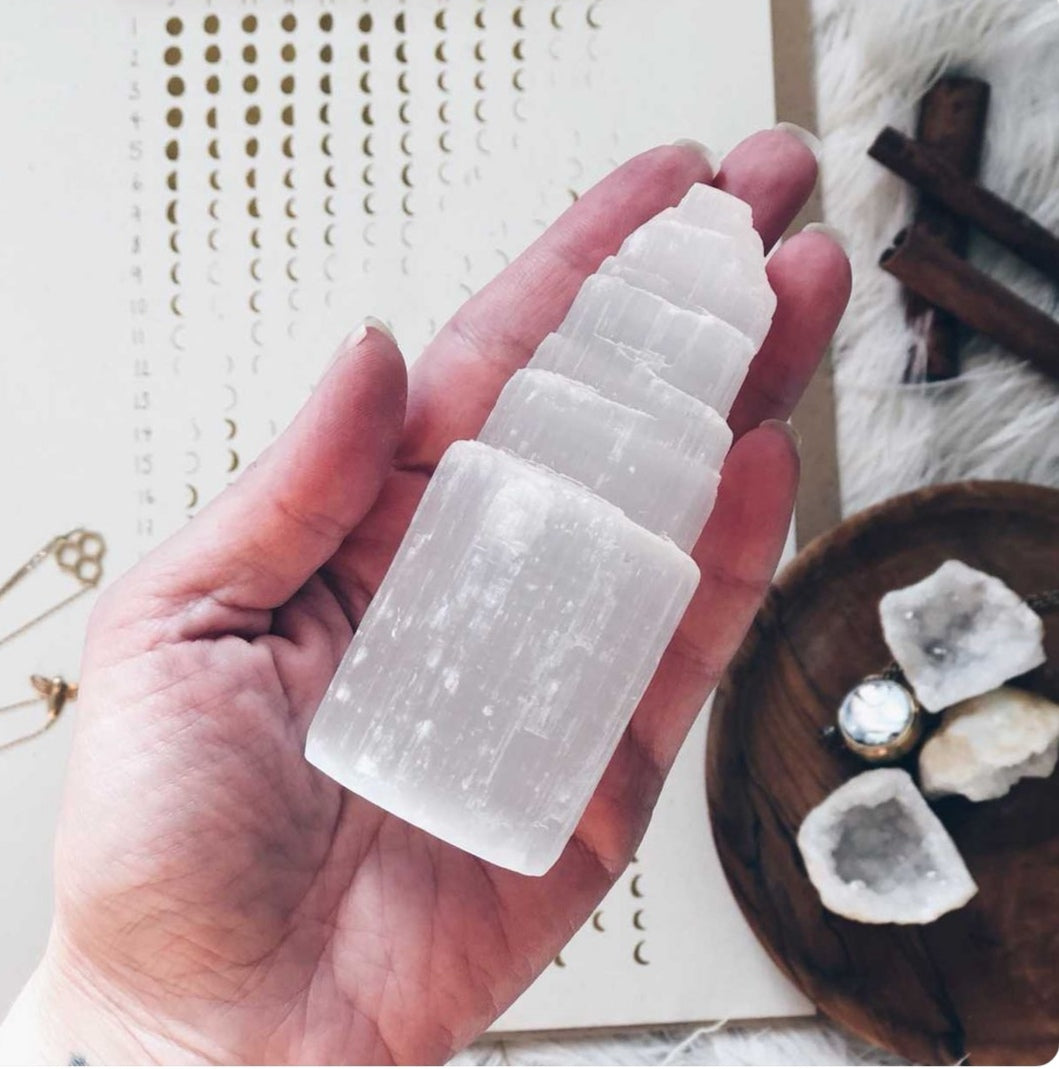 Selenite tower crystal THE TEMPLE WOLF